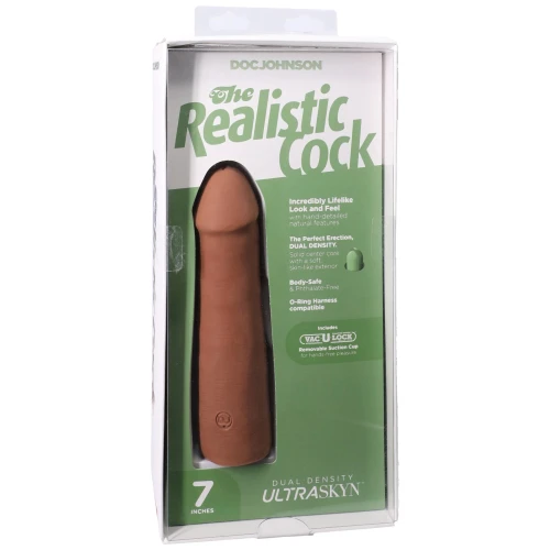 На фото фаллоимитатор Doc Johnson The Realistic Cock ULTRASKYN - 7 Inch Caramel