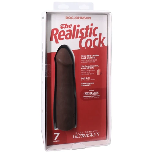 На фото фаллоимитатор Doc Johnson The Realistic Cock ULTRASKYN - 7 Inch Chocolate