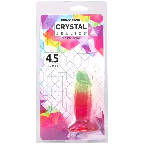 На фото дилдо Doc Johnson Crystal Jellies - 4.5 Inch Classic Dong - Rainbow