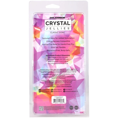 На фото дилдо Doc Johnson Crystal Jellies - 4.5 Inch Classic Dong - Rainbow