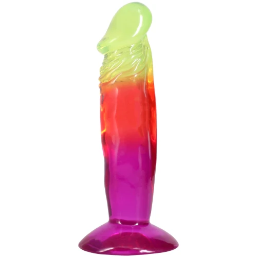 На фото дилдо Doc Johnson Crystal Jellies - 6.5 Inch Classic Dong - Rainbow
