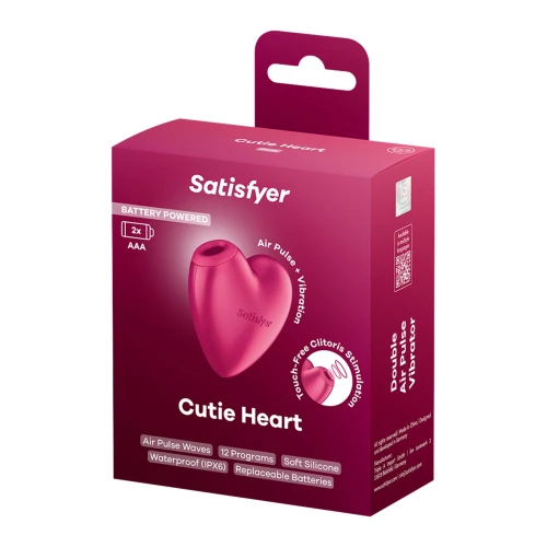 На фото вакуумний стимулятор-серце з вібрацією Satisfyer Cutie Heart Battery Series