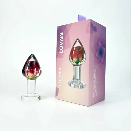 На фото роскошная анальная пробка Loviss Rose Anal Plug с настоящей розой внутри