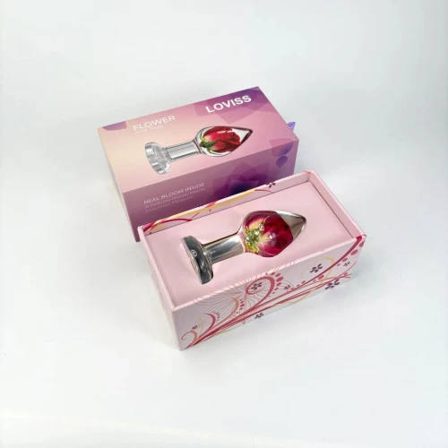 На фото роскошная анальная пробка Loviss Rose Anal Plug с настоящей розой внутри