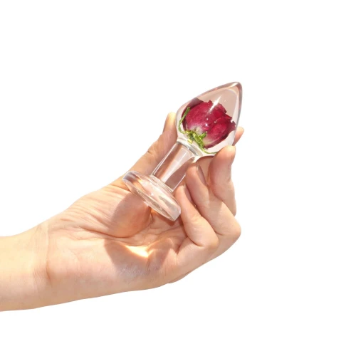 На фото роскошная анальная пробка Loviss Rose Anal Plug с настоящей розой внутри