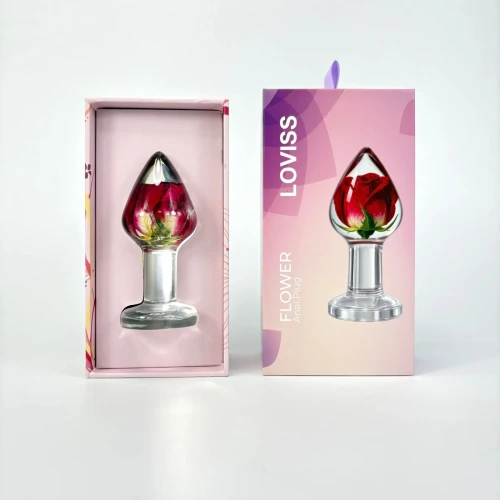 На фото роскошная анальная пробка Loviss Rose Anal Plug с настоящей розой внутри