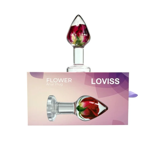 На фото роскошная анальная пробка Loviss Rose Anal Plug с настоящей розой внутри