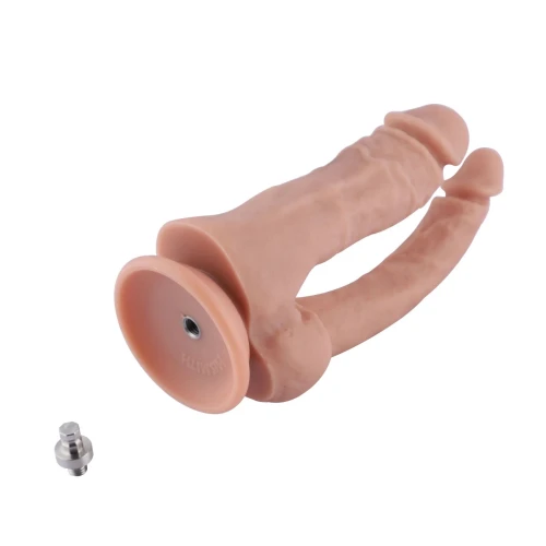 На фото двойной фаллоимитатор для секс-машин Hismith Double Penetrator, 7.46″, KlicLok и присоска