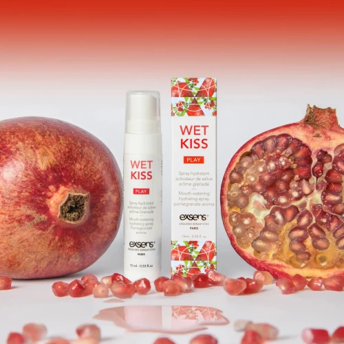 На фото спрей для посилення слиновиділення EXSENS Wet Kiss Pomegranate 15 мл