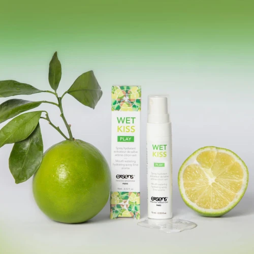 На фото спрей для посилення слиновиділення EXSENS Wet Kiss Lime 15 мл
