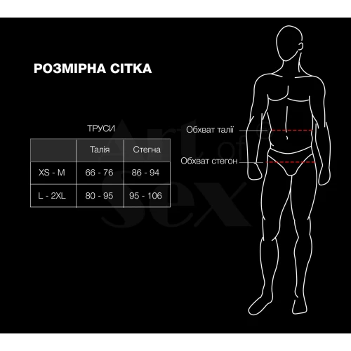 На фото чоловічі труси з сітки Art of Sex — Demir, колір чорний, розмір XS-M 
