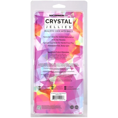 На фото фаллоимитатор Doc Johnson Crystal Jellies - 9.5 Inch Dildo - Rainbow