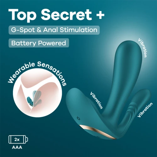 На фото подвійний смарт-вібратор у трусики Satisfyer Top Secret+ Battery Series