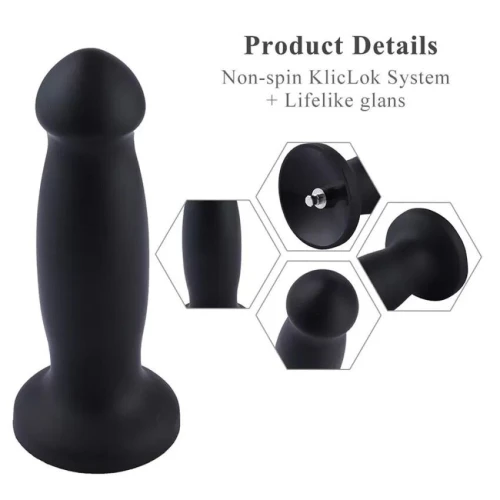 На фото силіконовий дилдо для секс-машин Hismith 7.2" Black Silicone Anal Dildo, система KlicLok
