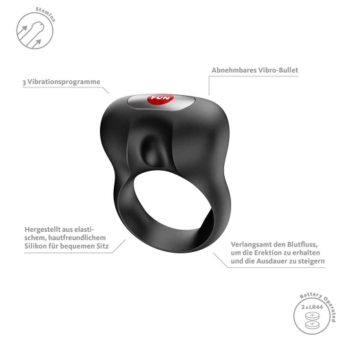 На фото ерекційне віброкільце Fun Factory Steady Black