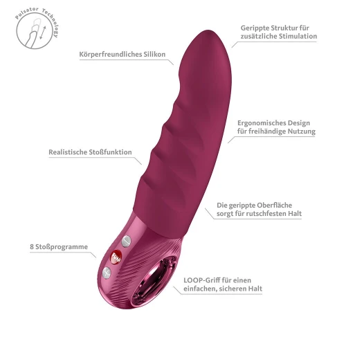 На фото пульсатор Fun Factory Stronic Deep, Wine Red, 8 режимів роботи, що перезаряджається