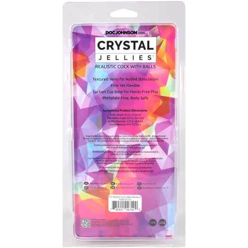 На фото фаллоимитатор Doc Johnson Crystal Jellies - Realistic cock with balls 8.5 Inch - Rainbow