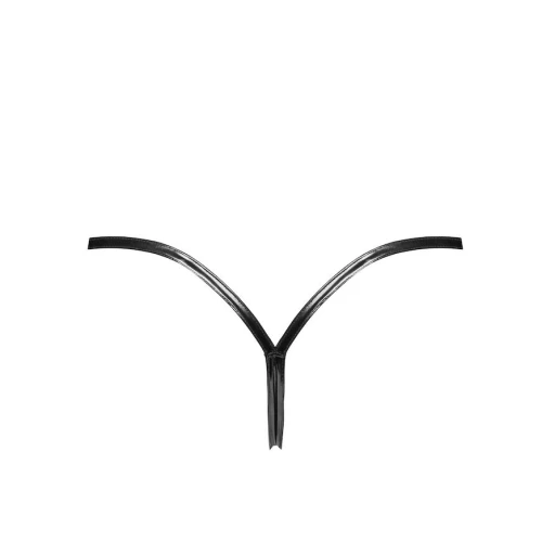 На фото трусики Noir Handmade P014 Dominae PVC panty with silver clasp 3XL
