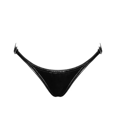 На фото трусики Noir Handmade P014 Dominae PVC panty with silver clasp 3XL