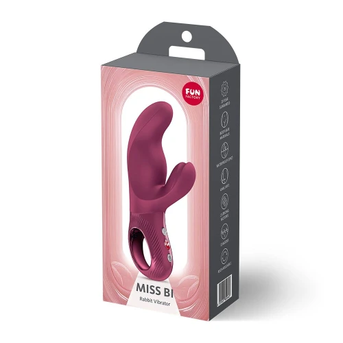 На фото вібратор-кролик Fun Factory MISS BI Wine Red, 2 незалежні мотори, діаметр 4,2 см