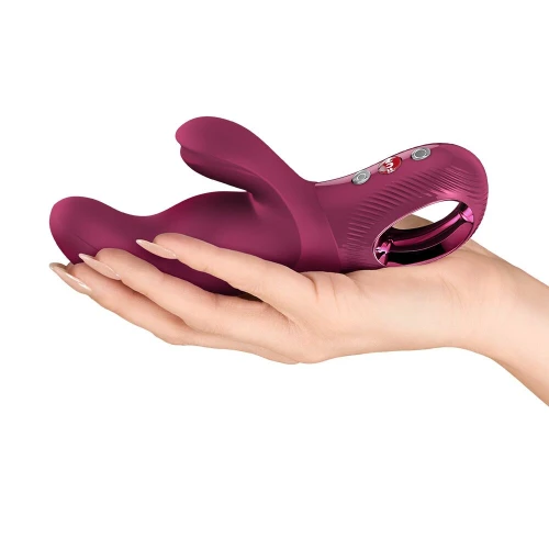 На фото вібратор-кролик Fun Factory MISS BI Wine Red, 2 незалежні мотори, діаметр 4,2 см