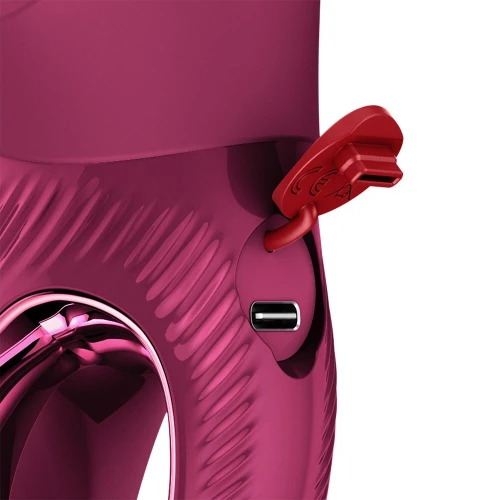 На фото вібратор-кролик Fun Factory MISS BI Wine Red, 2 незалежні мотори, діаметр 4,2 см