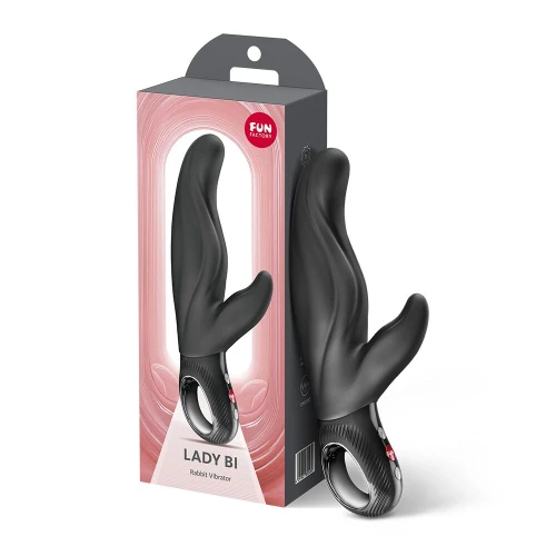На фото вібратор-кролик для крапки А Fun Factory LADY BI Black, 2 мотори, 12 режимів
