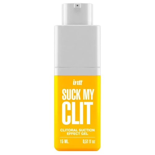 На фото смоктайзер для клитора Intt Suck My Clit Tropical Mango (15 мл), манго, гель с эффектом посасывания