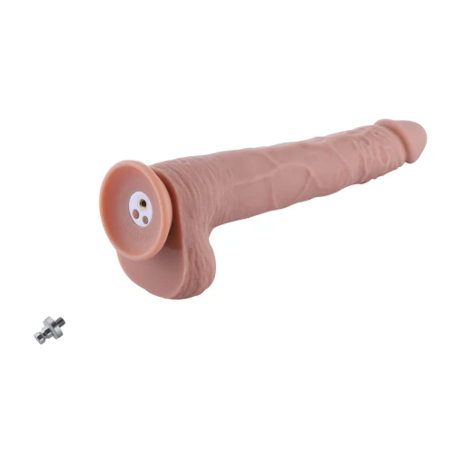 На фото фалоімітатор 11.8″ із вібрацією для секс-машин Hismith Silicone Dildo with Vibe, KlicLok, пульт ДУ