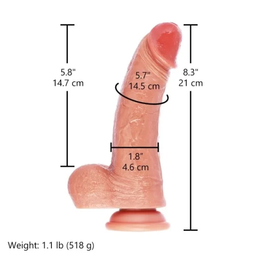 На фото фалоімітатор для секс-машин Hismith 8.25" Dual-density dildo with veins, система KlicLok