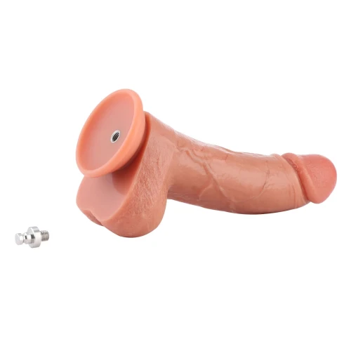 На фото фалоімітатор для секс-машин Hismith 8.25" Dual-density dildo with veins, система KlicLok