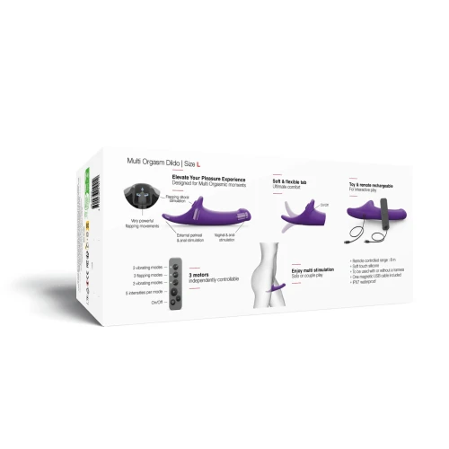 На фото вибронасадка для страпона с вакуумной стимуляцией Strap-On-Me Multi Orgasm Dildo L Purple