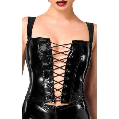 На фото корсет Noir Handmade F379 Dominae Frontbind PVC Corset Top XL 