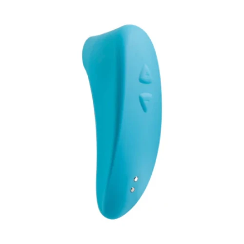 На фото изображен голубой вакуумный вибратор для оральных игр Lovense Tenera для женщин на белом фоне.