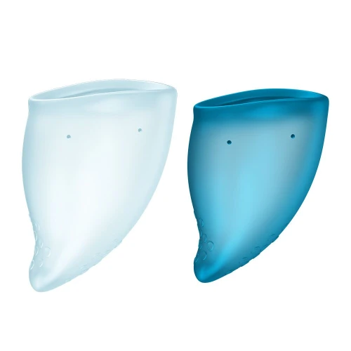 На фото набор менструальных чашей Fun Factory FUN CUP EXPLORE KIT, 2 шт, Multicolored Turquoise, объёмом 20 и 30 мл