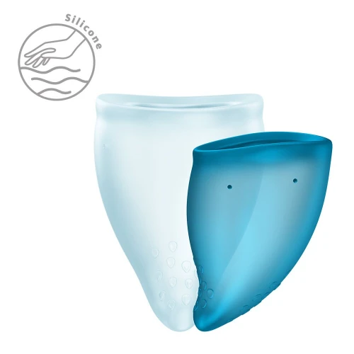 На фото набор менструальных чашей Fun Factory FUN CUP EXPLORE KIT, 2 шт, Multicolored Turquoise, объёмом 20 и 30 мл