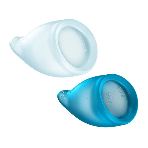 На фото набор менструальных чашей Fun Factory FUN CUP EXPLORE KIT, 2 шт, Multicolored Turquoise, объёмом 20 и 30 мл