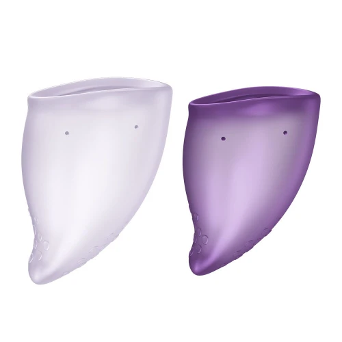 На фото набор менструальных чашей Fun Factory FUN CUP EXPLORE KIT, 2 шт, Разноцветный Фиолетовый, объёмом 20 и 30 мл