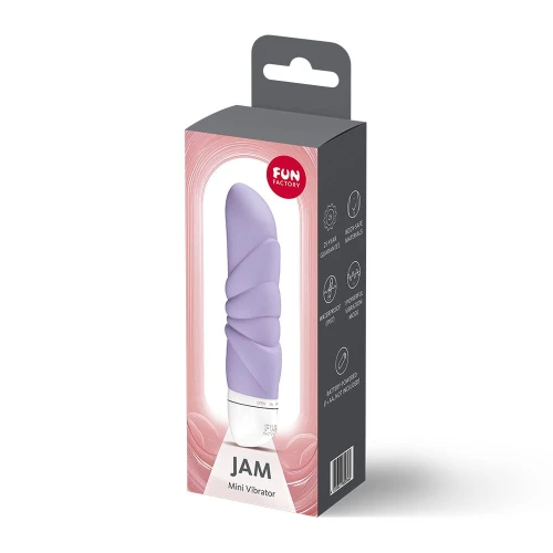 На фото мінівібратор Fun Factory JAM Purple, підходить для клітора, рельєфний 
