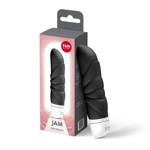 На фото минивибратор Fun Factory JAM Black, рельефный, подходит для клитора.