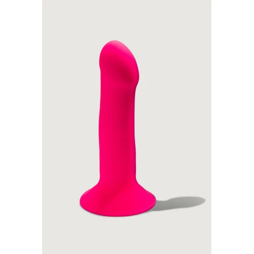 На фото изображено розовое дилдо с присоской и вибрацией Adrien Lastic Hitsens 2 Pink унисекс на белом фоне.