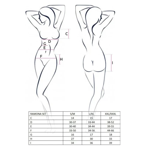 RAMONA SET black XXL/XXXL - Набор белья с полупрозрачным лифом