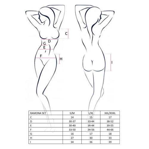 RAMONA SET black XXL/XXXL - Набор белья с полупрозрачным лифом