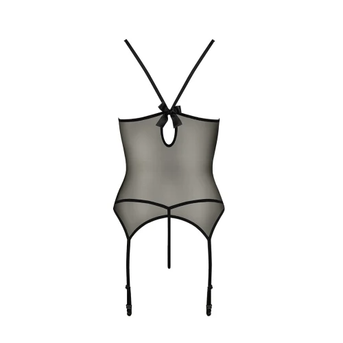 MELANIA CORSET black XXL/XXXL - Еротичний корсет з пажами