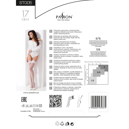 Passion ST005 1/2 bianco - Чулки недорогие