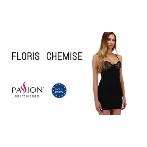 FLORIS CHEMISE black S/M - Приталенная сорочка с чашечками