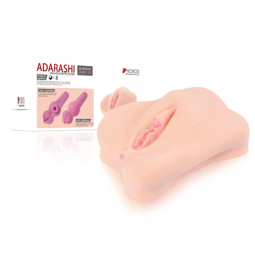 На фото изображен двухслойный мастурбатор-вагина Kokos Adarashi -2 Double Layer для мужчин на белом фоне