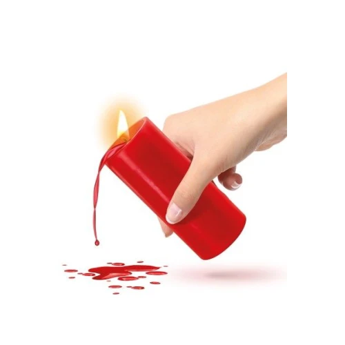 На фото зображено червону БДСМ низькотемпературну свічку Fetish Tentation SM Low Temperature Candle Red унісекс на білому тлі