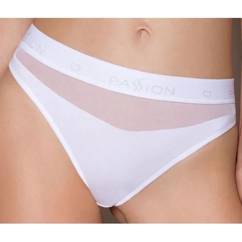 Passion PS006 PANTIES (XL) - Труси з прозорою вставкою (Білі)