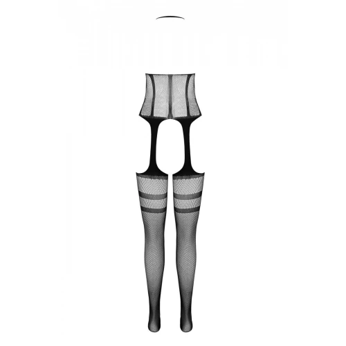 Сетчатый телесный бодистокинг с коротким топом и подвязками Casmir CA008